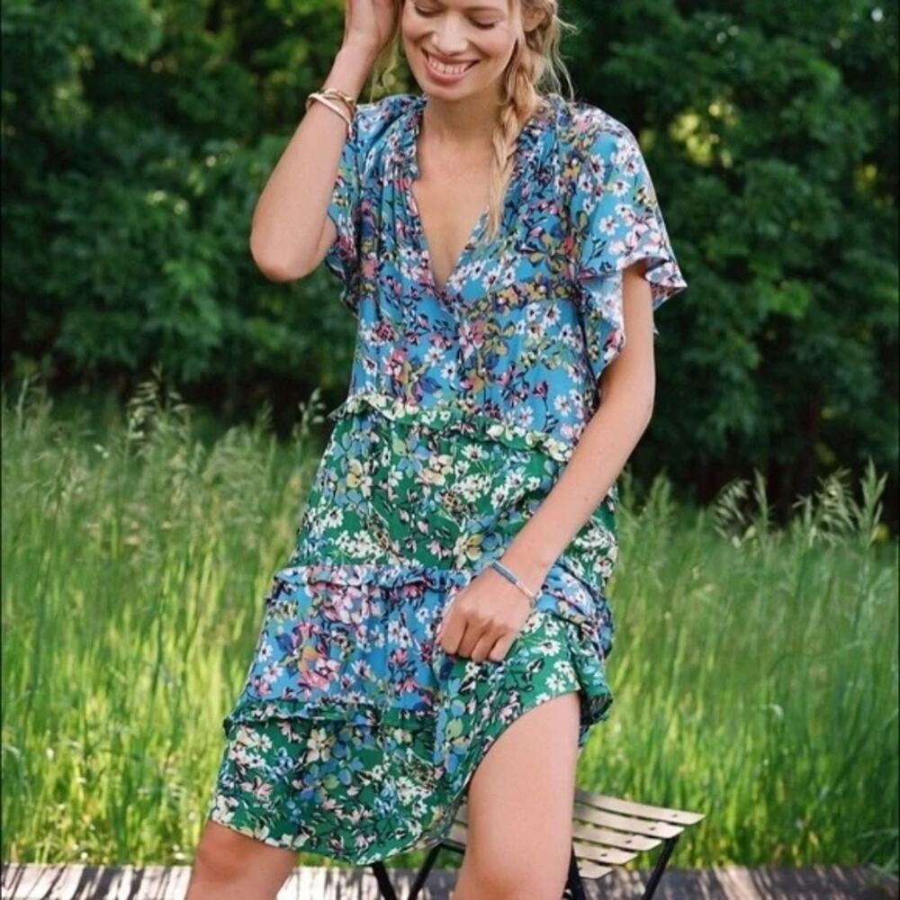 Anthropologie Robin Tiered Mini Dress Floral Small